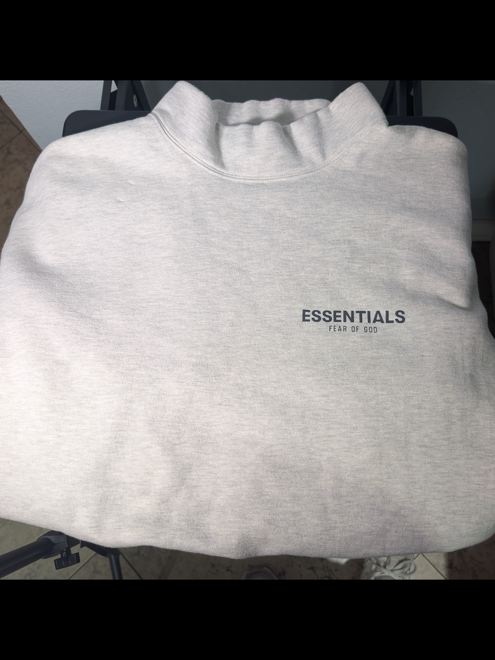 Fear of God Essentials Mockneck 'Light Heather Oatmeal' Size Small